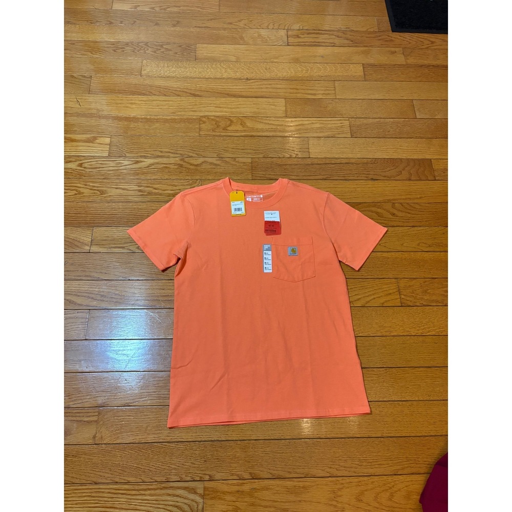Carhartt Women's Loose Fit Heavyweight Short Sleeve M Pocket T-Shirt Orange, NWT